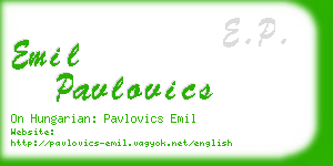 emil pavlovics business card